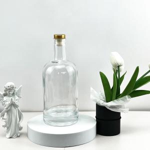 China Glass Beverage Bottle 700ml 750ml 1L Nordic Empty Rum Whisky Vodka Spirit With Cork wholesale