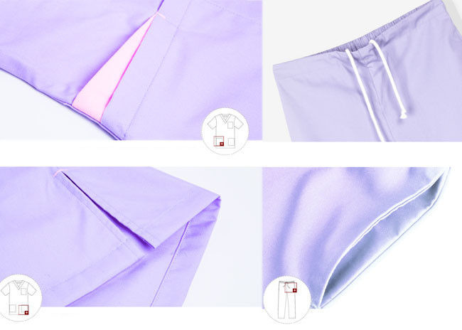 Split Hem Scrubs Medical Uniforms Back Straps With Drawstring Casual Trousers