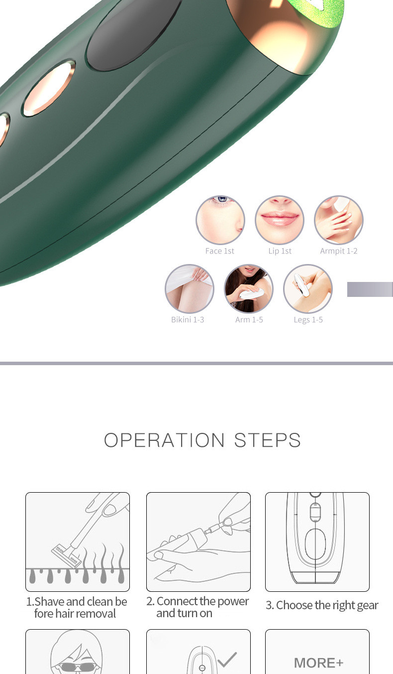 24W Green Handheld Laser Hair Removal Device , IPL Hair Remover Portable