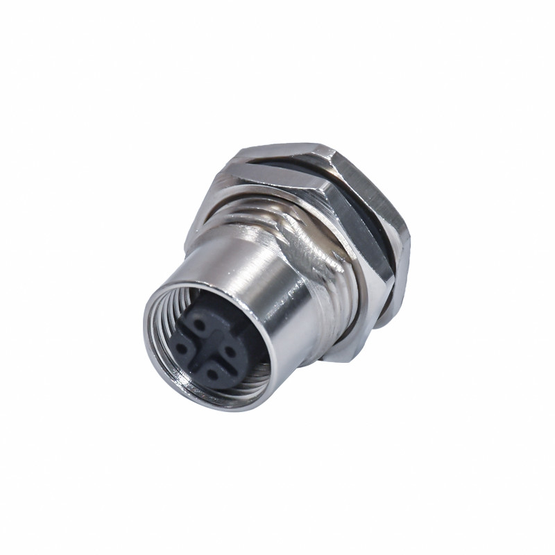 M12 4 Pin Connector D Coded Femle Panel Mount D Code 4A 250V Waterproof Connector
