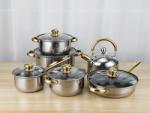 High Quality Kitchen Cooking Pot Set 12 Pcs Stainless Steel Cookware Set With