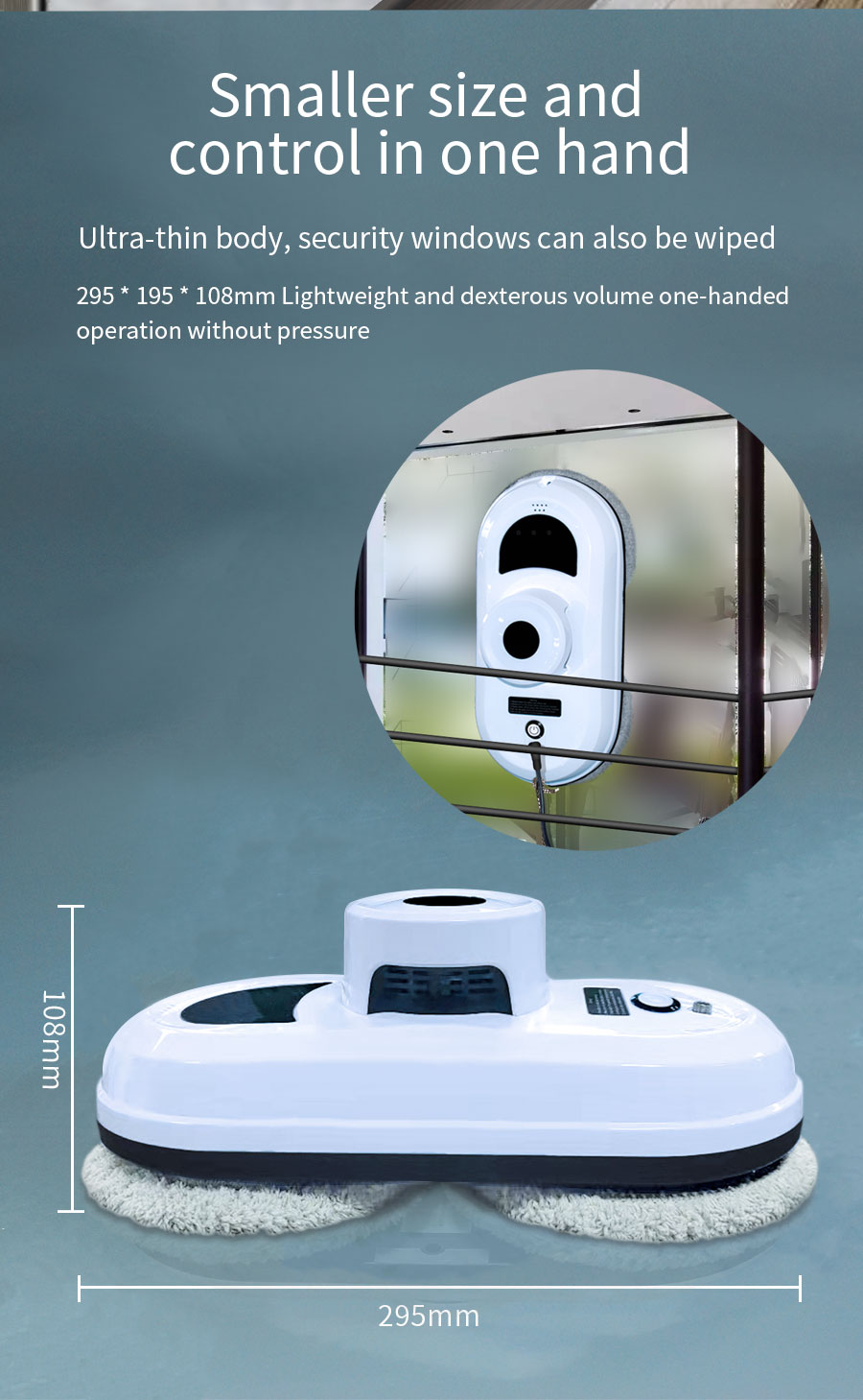 Household Huidi Automatic Window Vacuum Cleaning Robot with 2800Pa Suction US Plug