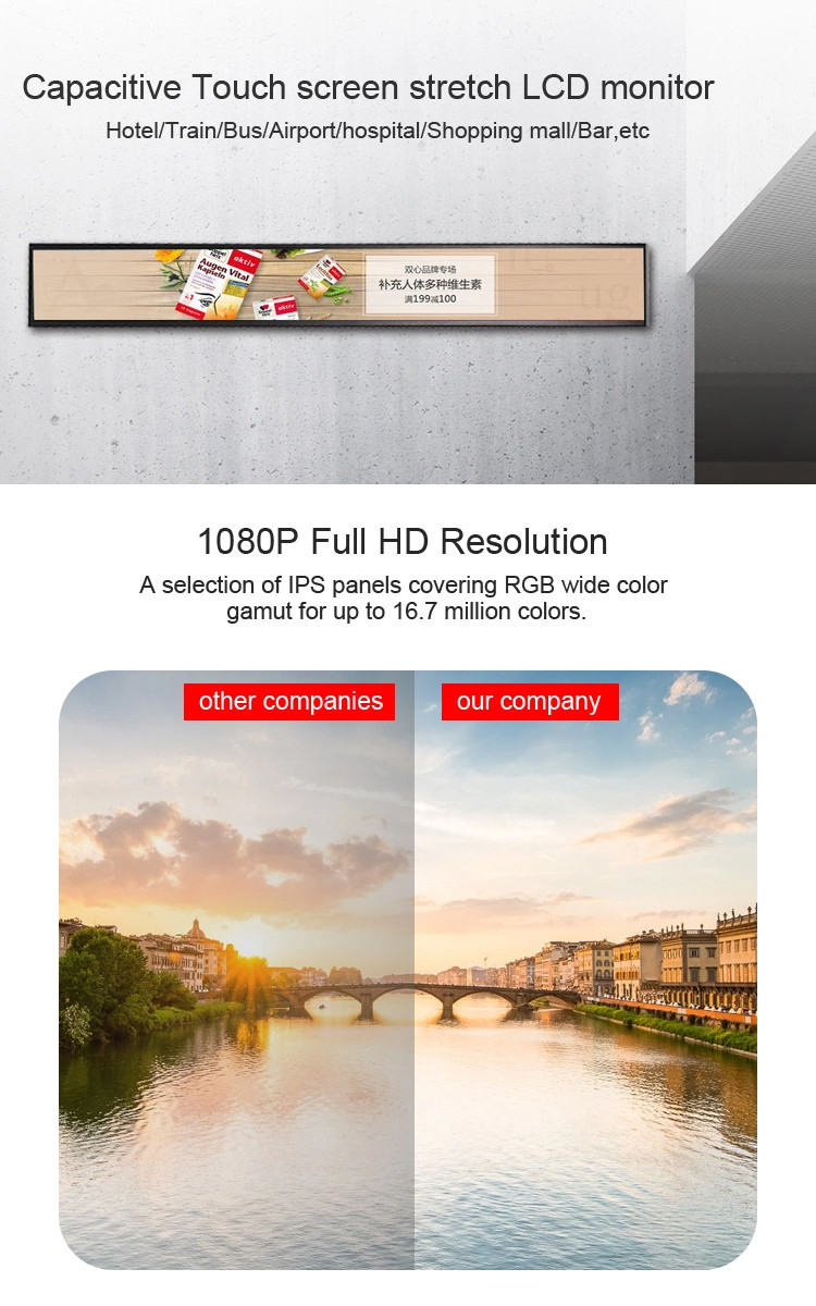 WLED Shelf Edge LCD Display 19" Ultra Wide Stretched Displays 30000 Hours Lifetime