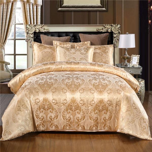 200TC Brocade Jacquard Satin Fabric 3-Piece Set for 1.8m Bed Duvet Cover Bed Sheets Quilt