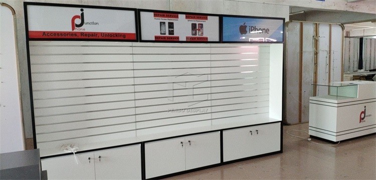 OEM Mobile Phone Display Showcase MDF 16mm Thick Phone Store Decoration