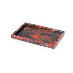 Deluxe hotel flat black red mixed resin table tray decor