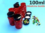 Supplement Vitamins Medicine Bottles 100ml Red Pill Bottle