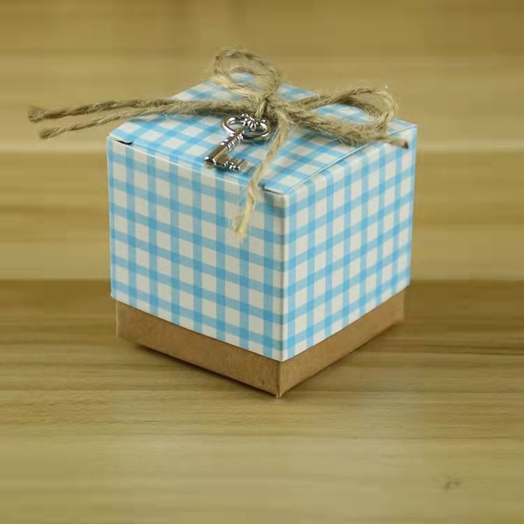 Check Patterns Chocolate Candy Paper Square Box 260gsm Wedding Favor Gift Box