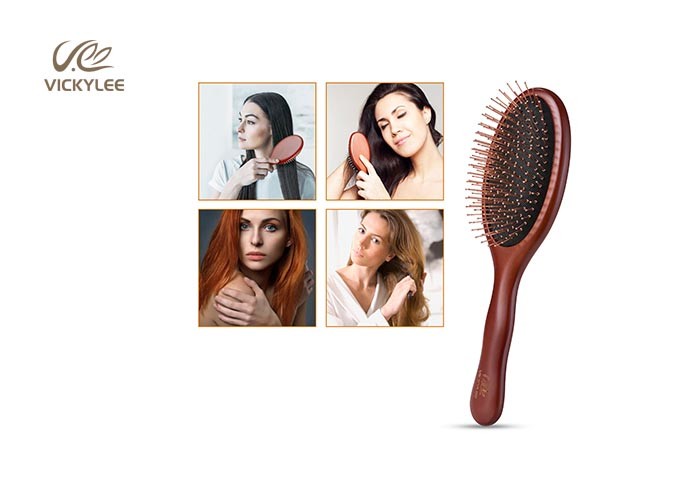 Red Wooden Handle 9.36 Inch Soft Paddle Brush For Hair