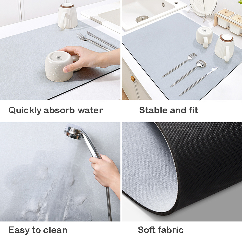 OEM Service Super Water Absorbent Anti-Skid Drain Mat for Fast-Drying Kitchen Dishes