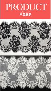China eyelash lace border/lace edged lace/soft lace with Bkack Ivory Double Color wholesale