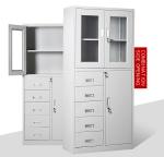 4 Door Q235 1.2mm Office File Storage Cabinets 5 Drawers Glass Door