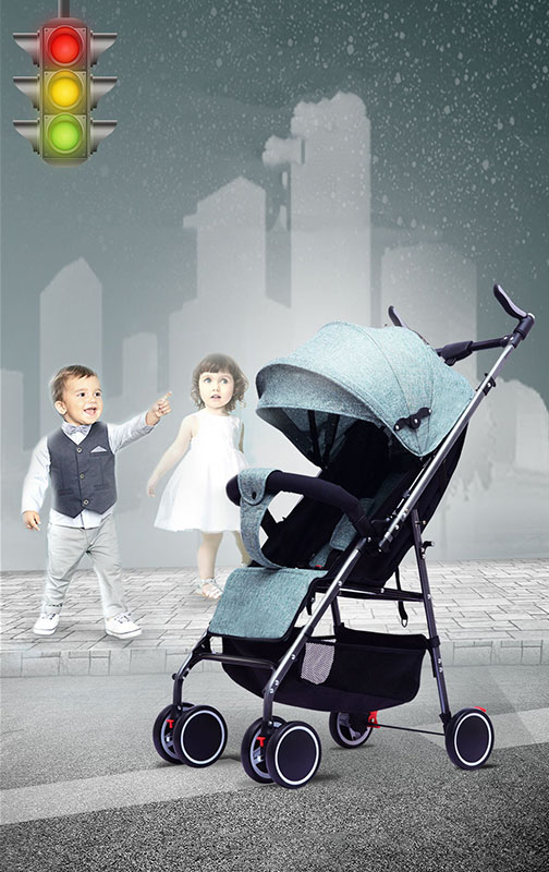 Lightweight Bidirectional Baby Stroller for 0-3 Year Old Girls Easy Folding Portable