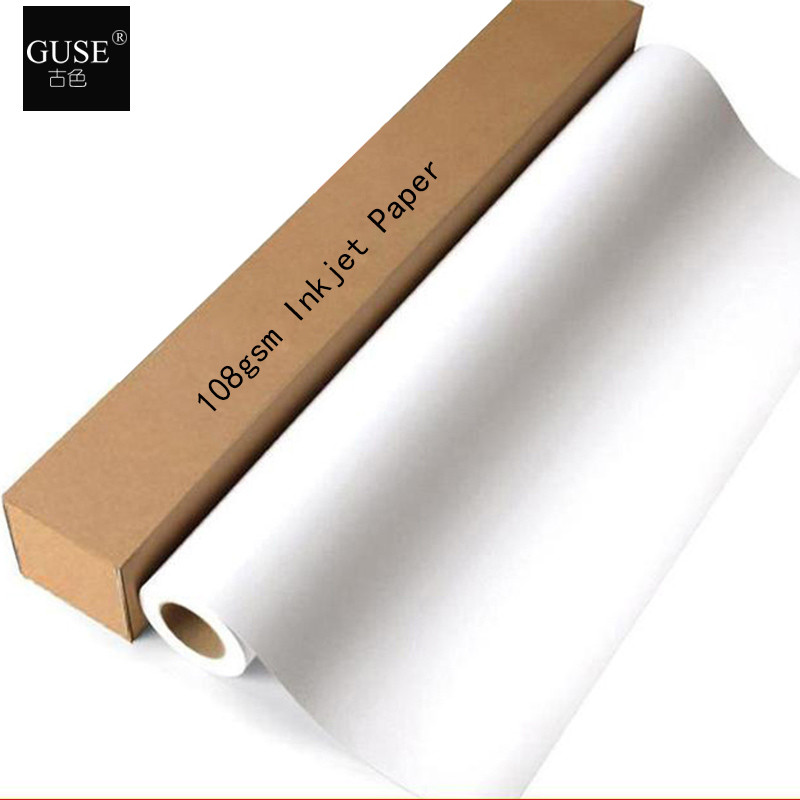 Bright White Matte Coated Inkjet Paper 128gsm 1.118m OEM Backside Logo
