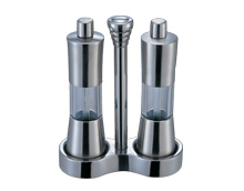 Stainless Steel Salt And Pepper Shaker And Mill , Commercial Buffet Supplies 2 Pieces Flavour Bottles Set With Handle