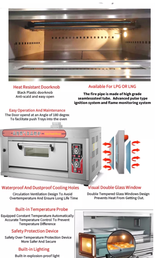 220 Voltage Commercial Ovens Gas and Electric Baking Machine with Stainless Steel