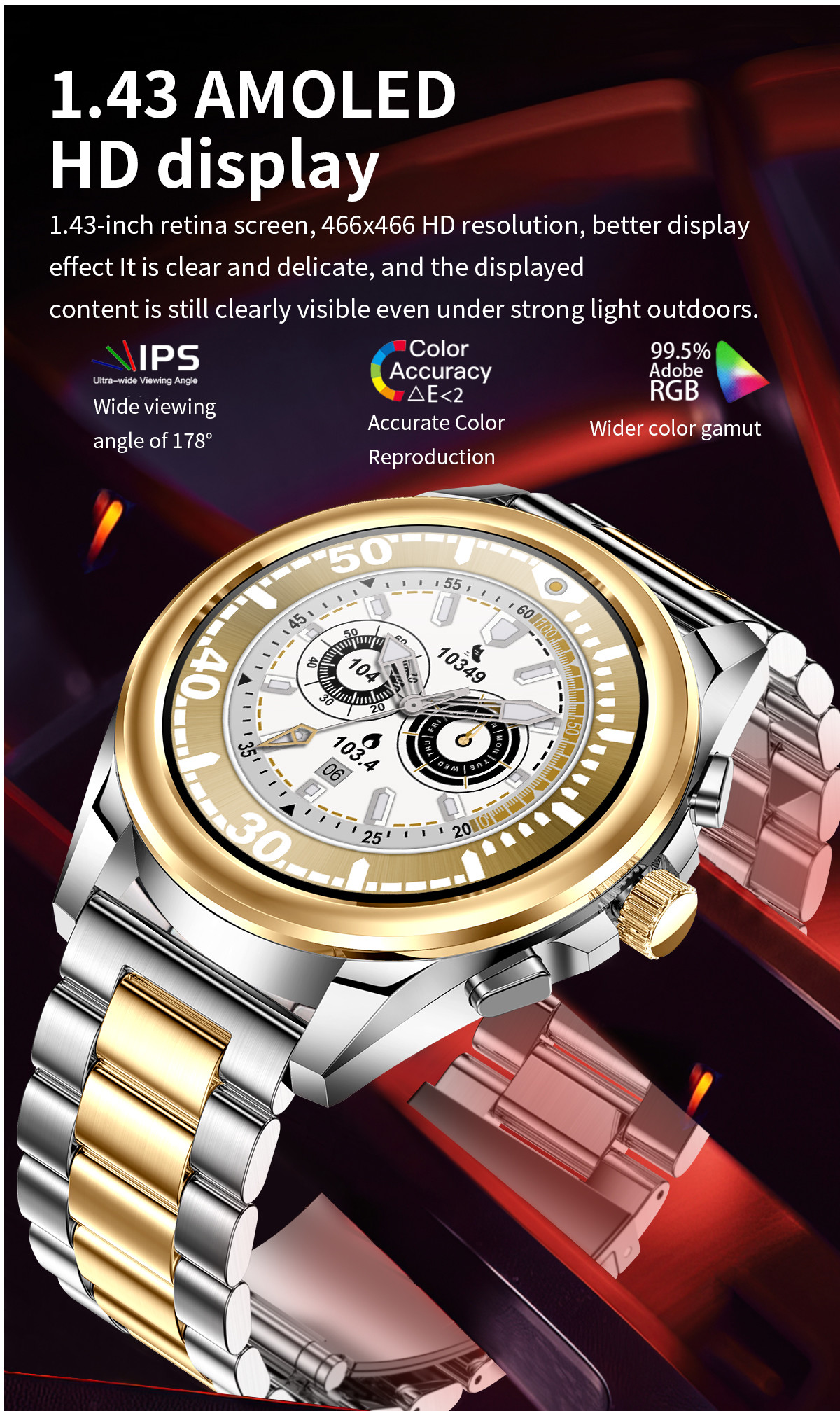 All Metal Amoled Bluetooth Calling Smartwatch Sports Mode Round Shape
