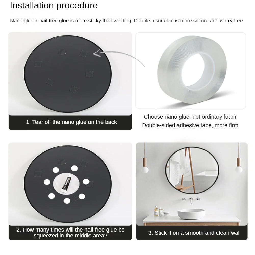 Round House Decor Plastic Frame Mirror for Bathroom Decorative Vintage Antique Style