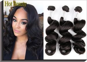 China 22 Inch Peruvian Virgin Hair / Natural Black Loose Wave Hair Bundles wholesale