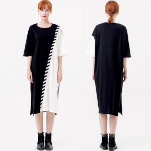China OEM Casual Clothing Fashion Patchwork T-Shirt Dress Women wholesale