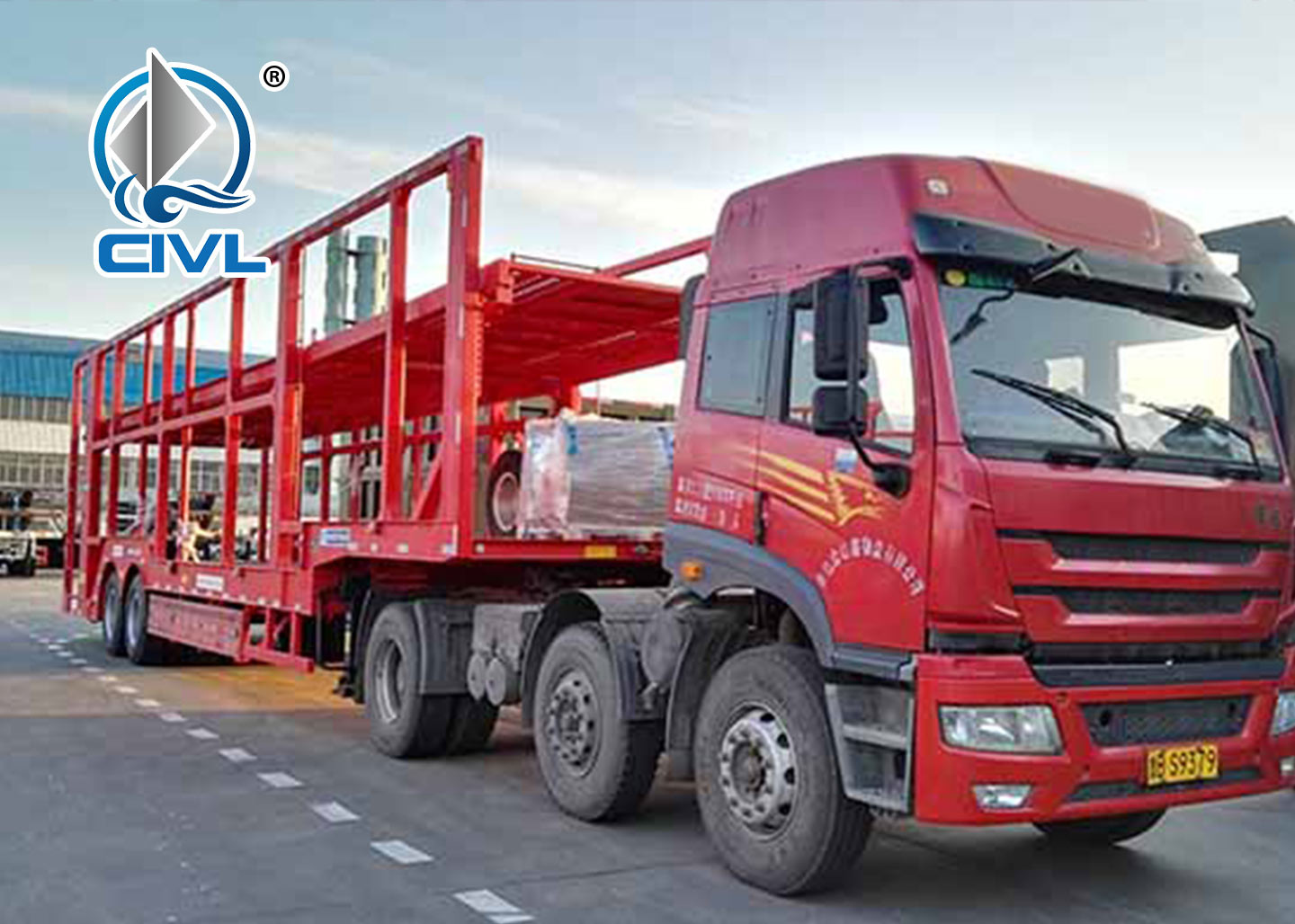 12 Cars Car Carrier Semi Trailer Trucks , Car Carrier Semitrailer Two Axle Semitrailer