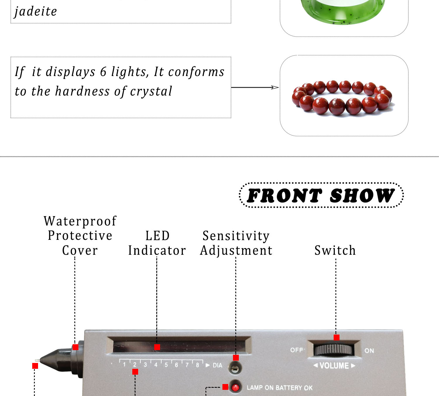 High Accuracy Jewelry Accessories Tools Diamond Indicator Test Pen