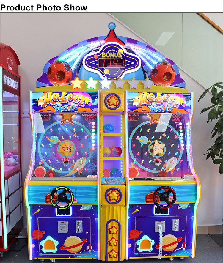 Meteor Ball Ticket Redemption Arcade Machines 2 Players Blue Color