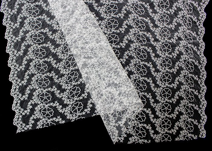 Organza Embroidered Mesh Lace Fabrics With Scalloped Edge For Dress Via OEKO TEX