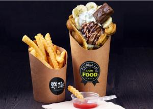 China 12oz 16oz French Fry Cups , PE Coated Disposable French Fry Containers wholesale