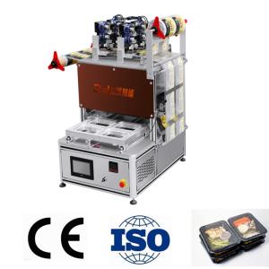 China 4 Trays Tabletop Stainless Steel MAP Tray Sealer Machine Gas Flush Packaging Food Tray Sealer wholesale