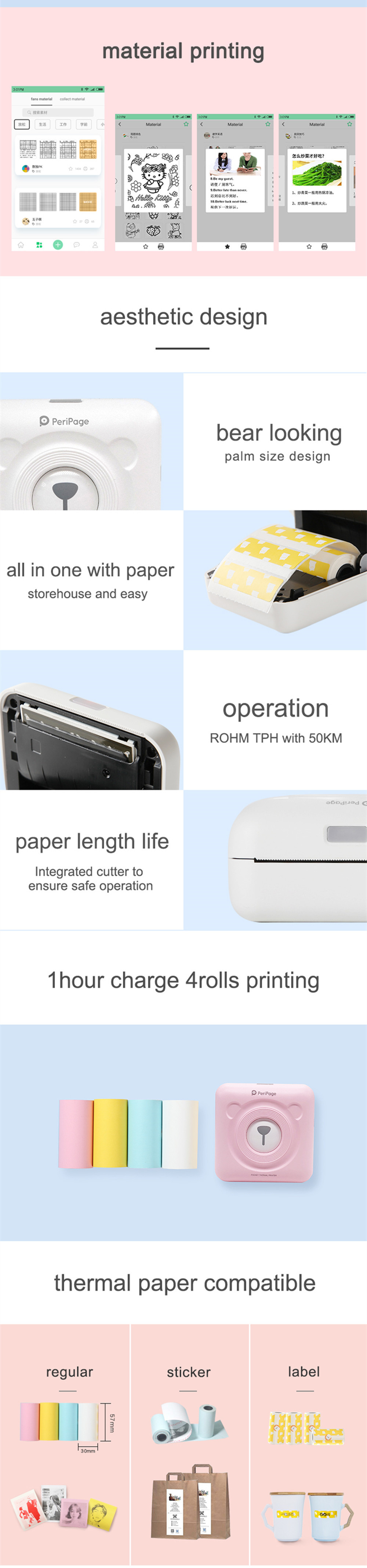 New Style Wireless Photo Printer Easy Paper Structure Instant Label Sticker