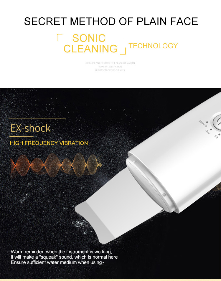 CE ROHS Handheld Acoustic Pulse Ultrasonic Skin Scrubber