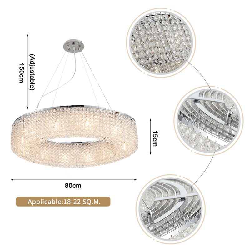 Circle Round Chandelier Modern Crystal Hanging Lamp kitchen island lighting(WH-CY-218)