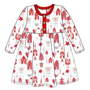 China Christmas Baby long sleeve girls dresses christmas printing clothing children outfits girl dress wholesale