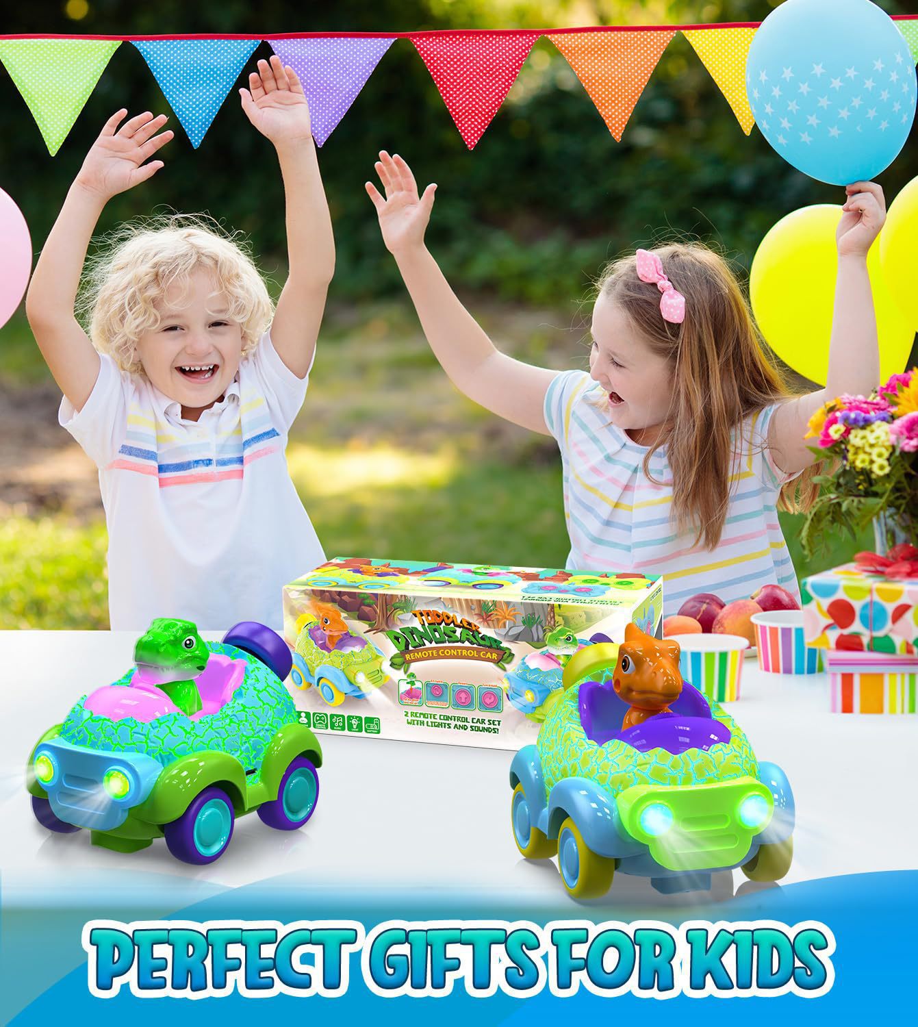 Electric 2.4G Cartoon Remote Control Cars Dinosaur Radio Control Toys for Boys Girls