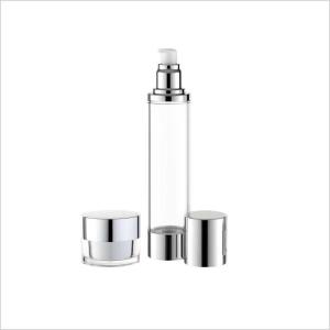 China 50ml 60ml Clear Cylinder Round Airless Bottles With Aluminum Finish Treatment Pump 80ml 100ml 200ml wholesale