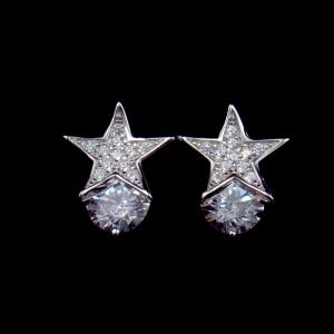 China Unique Small Star Earrings Silver 925 Jewelry Shining Stone Elegant Korean Style wholesale