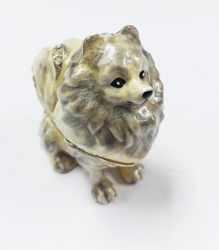 dog shape gold plated trinket box metal jewelry boxes small dog jewelry boxes
