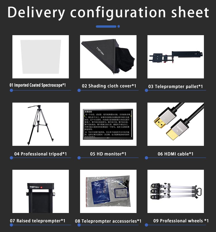 TYSTvideo 24 inch High Brightness Autocue Camera Teleprompter for Black News Broadcasting