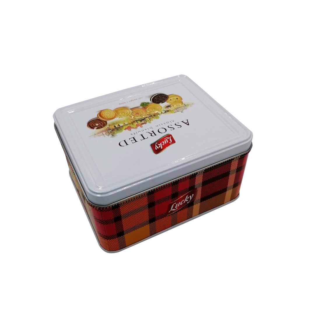 Large Cookie Tins with Lids Wholesale Tin Cookie Boxes Custom Rectangular Tin Cans
