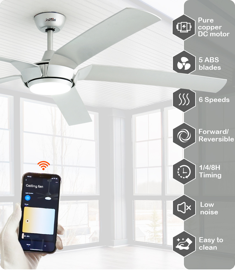 Remote Control LED Ceiling Fan High Airflow 5 Blades 65 Inches 2- with Light and Remote