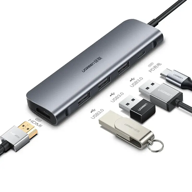 USB C Hub 5 in 1 Multiport Adapter 100W Power Delivery, 3 USB 3.0 Data Ports, 5Gbps Transfer Speed