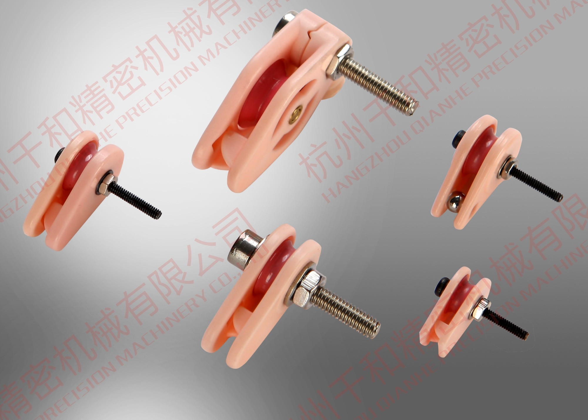 HRA88 Caged Pink Ceramic Wire Pulley , Polished Coil Winding Tensioner Accessories