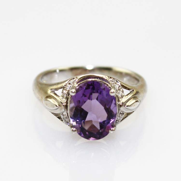 Gold Plated 925 Silver Ring with 7mmx9mm Created Yellow Citrine Cubic Zircon(R270)