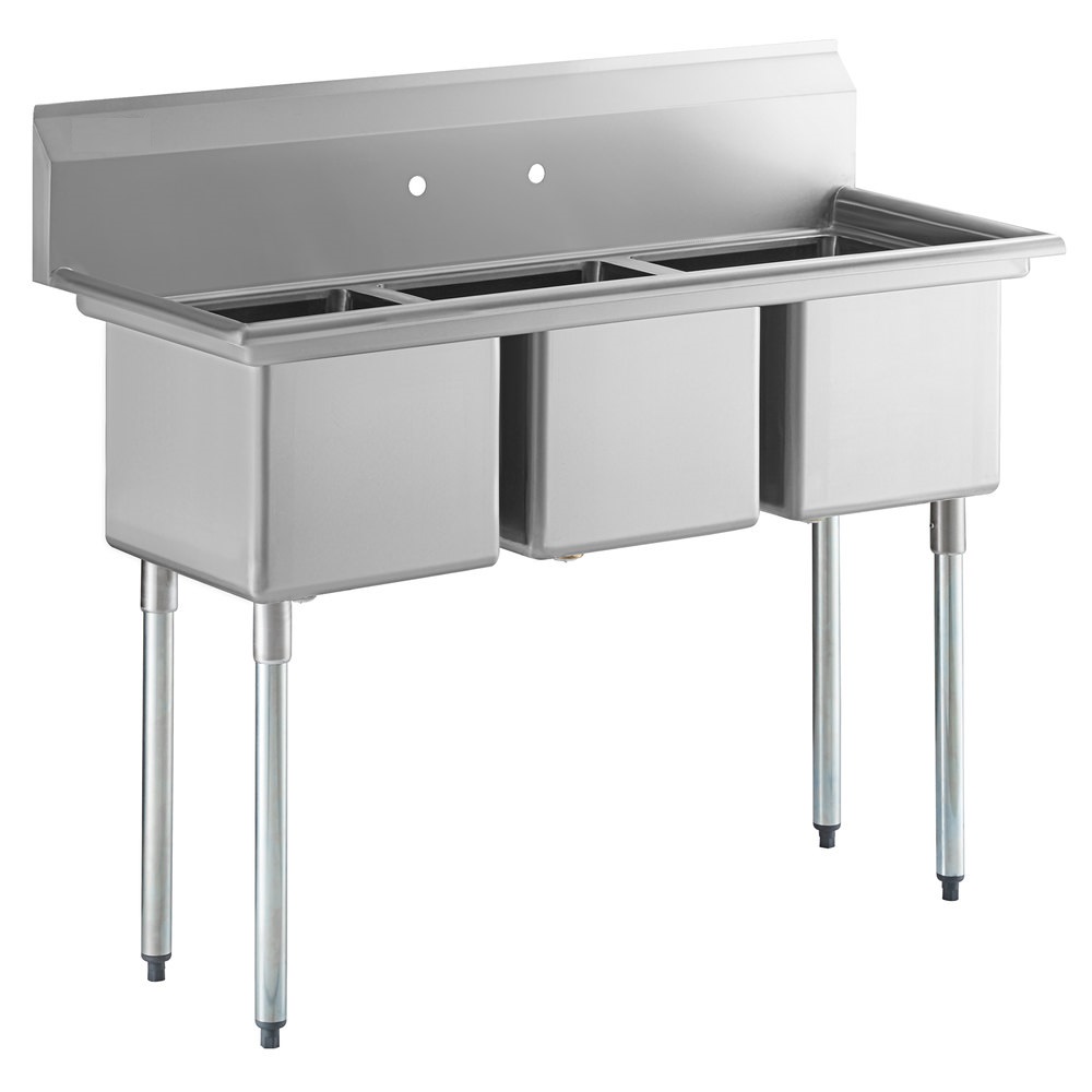 Freestanding 304 Stainless Steel Commercial Restaurant Industrial Kitchen 3 Components Three Compartment Sink