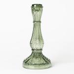 Green Color Glass Candle Holder Taper Candlestick Machine Made