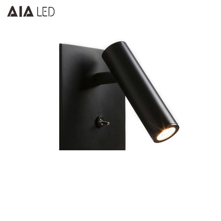 Simple recessed mounted knob switch 3W led wall lamp bed wall reading light for bedroom decoration