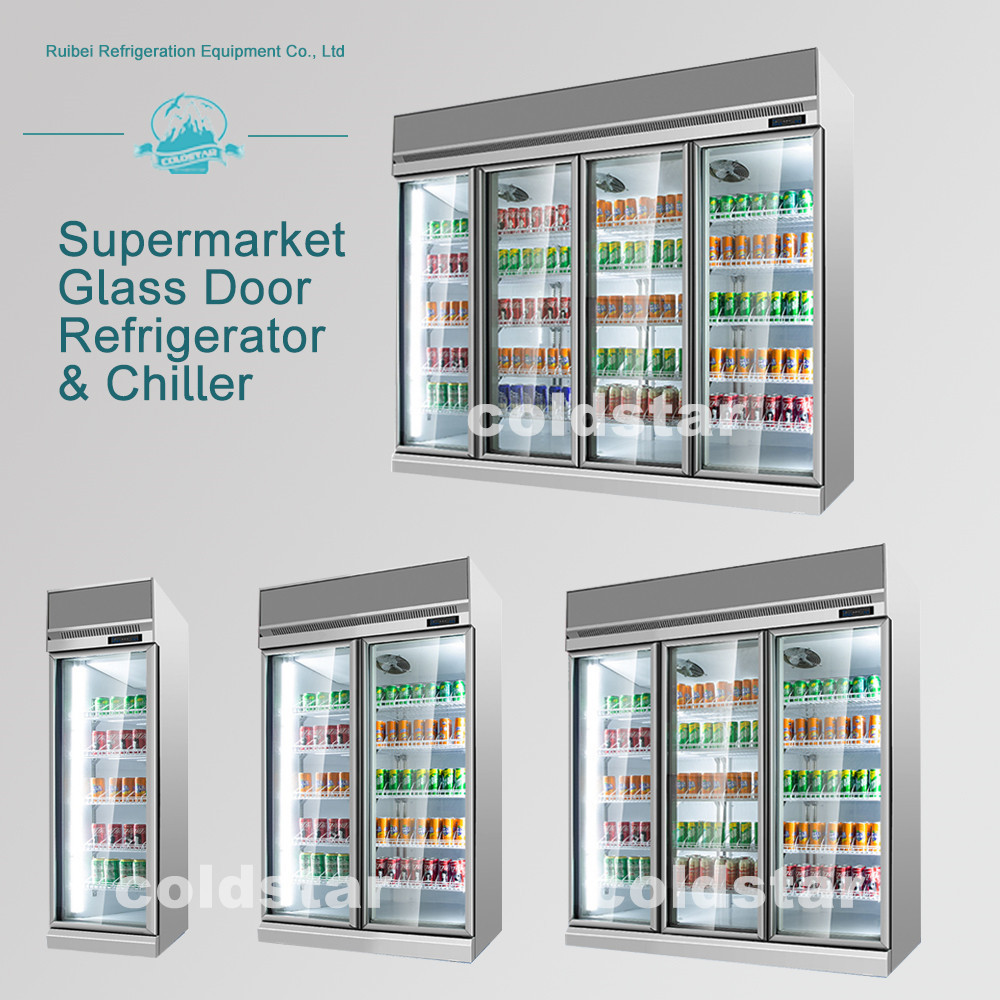 Supermarket Milk Beverage Refrigerated Showcase With Digital Temperature Controller
