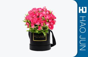 China Custom Printed Paper Cardboard Round Cylinder Flower Boxes With Ribbon wholesale
