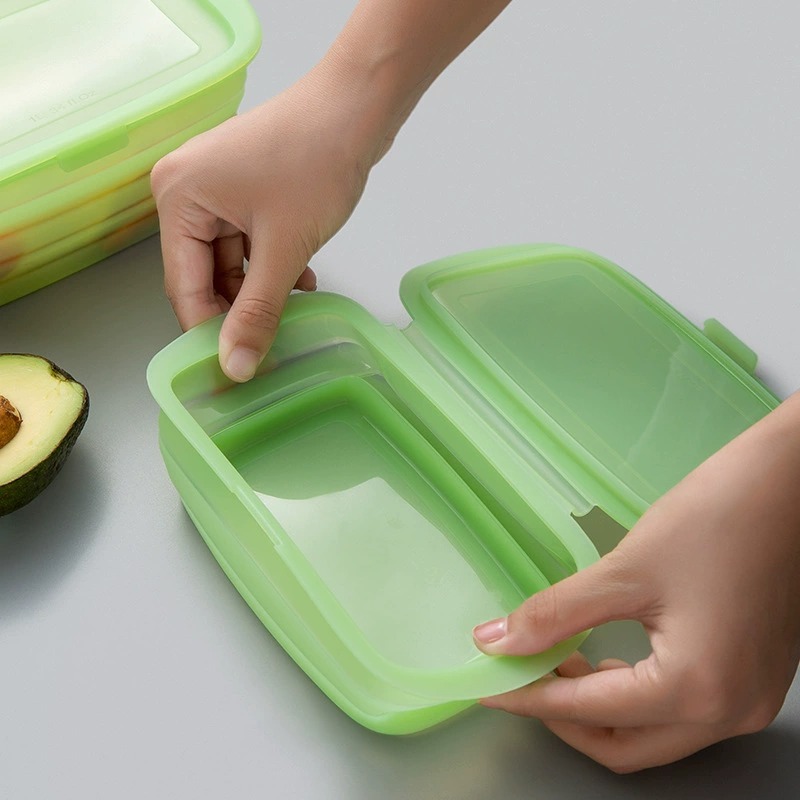 Pure Silicone Square Lunch Box – 100% Food-Grade, BPA-Free, Leakproof, Microwave And Freezer Safe Reusable Container For Meal Prep, Office Lunch, Kids